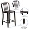 Merrick Lane Santorini Galvanized Steel Indoor/Outdoor Counter Bar Stool With Slatted Back And Powder Coated Finish